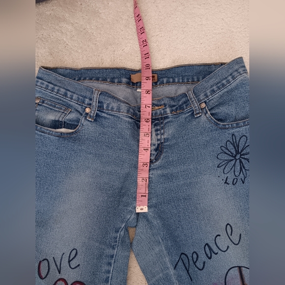 Forever 21~Retro 70's Wide Leg Bohemian Denim Jeans Low Rise - Picture 8 of 16